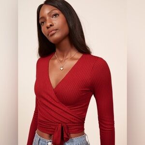 NWT Reformation Jeans Petalo Top in Peony Color (pink) Sz Large Sold Out Online.